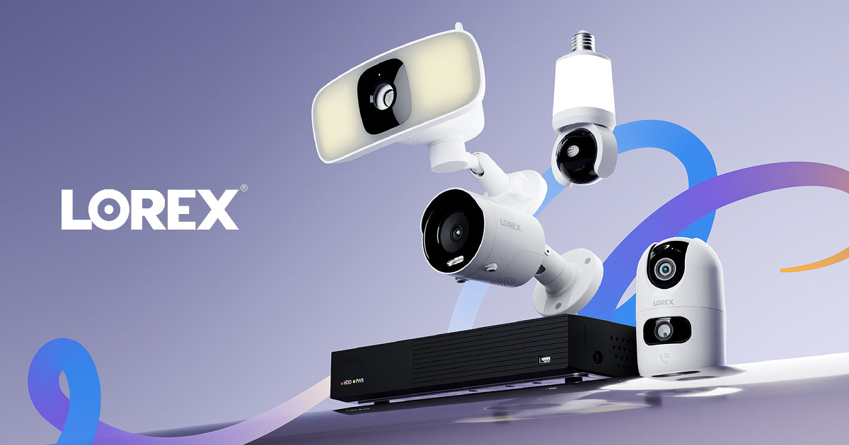 Lorex 4K security camera lineup — bullet, PTZ, floodlight, bulb + NVR